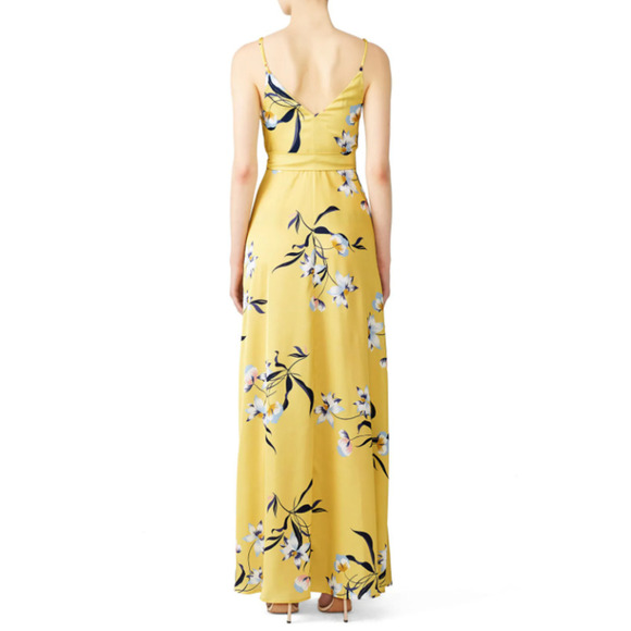 Amanda Uprichard Mccanna Dress Honeysuckle Wrap Maxi Yellow Floral Print XS - Picture 2 of 16